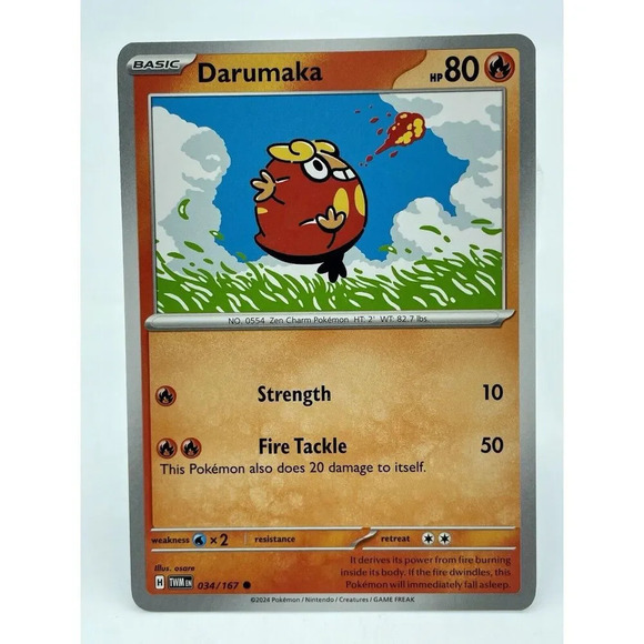 Darumaka 034/167 S&V: Twilight Masquerade Non-Holo Pokémon TCG Mint‎ Unplayed - Picture 1 of 6
